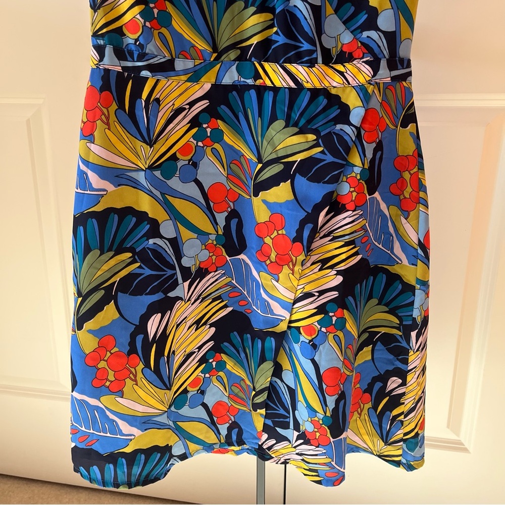 NWT J. Crew Blue Floral V-Neck faux wrap dress - Picture 4 of 6